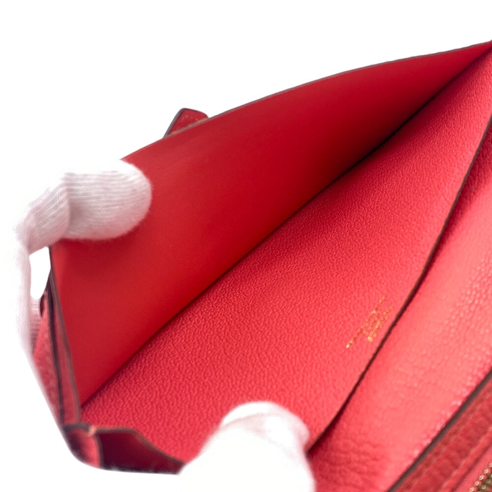 HERMES Long Wallet Purse Chevre Misol pink Beansufla Women Used Authentic