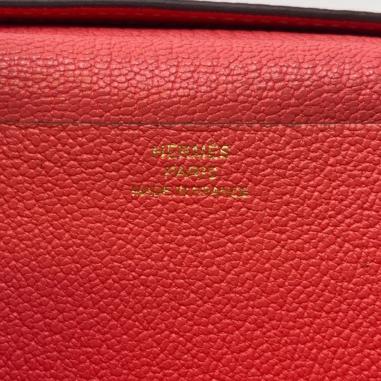 HERMES Long Wallet Purse Chevre Misol pink Beansufla Women Used Authentic