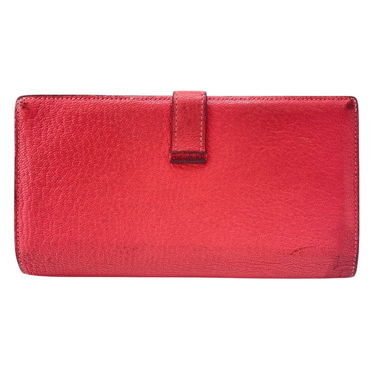 HERMES Long Wallet Purse Chevre Misol pink Beansufla Women Used Authentic
