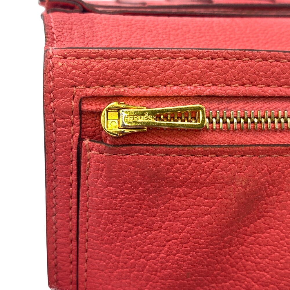 HERMES Long Wallet Purse Chevre Misol pink Beansufla Women Used Authentic