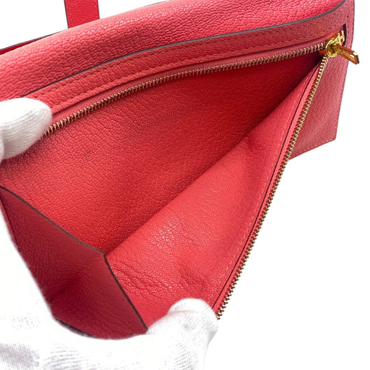 HERMES Long Wallet Purse Chevre Misol pink Beansufla Women Used Authentic