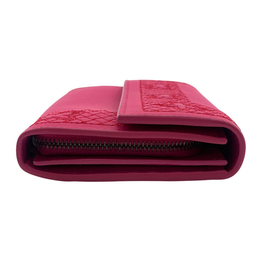 BOTTEGAVENETA Long Wallet Purse leather pink Butterfly Women Used Authentic