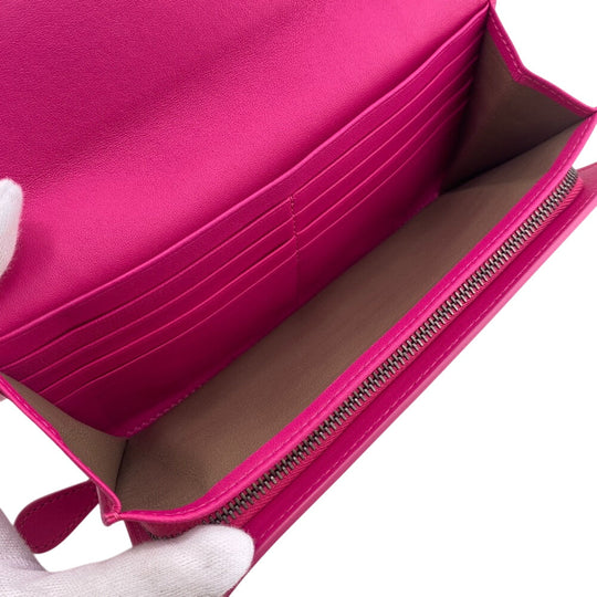 BOTTEGAVENETA Long Wallet Purse leather pink Butterfly Women Used Authentic