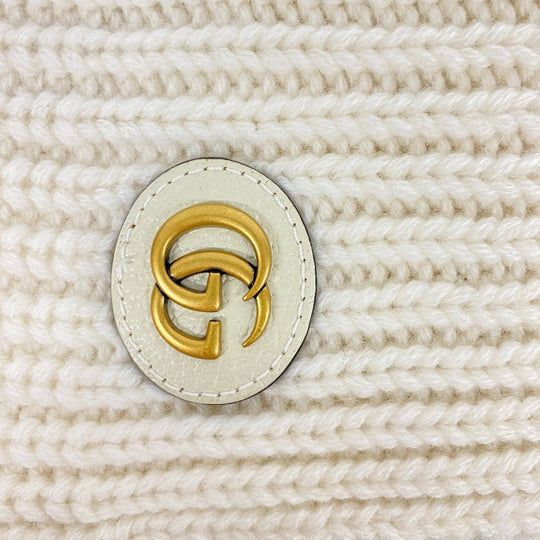 GUCCI Scarf 773426 Wool, Cashmere white Double G Women Used Authentic