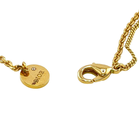 Dior Necklace Metal, Crystal gold double Star Petit CD Petit CD Women Used Authentic
