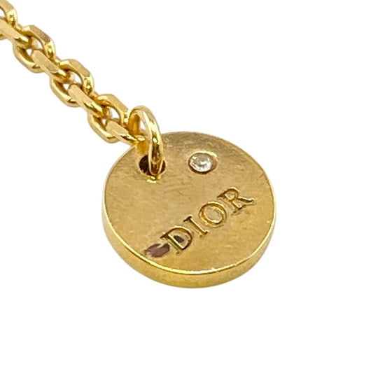 Dior Necklace Metal, Crystal gold double Star Petit CD Petit CD Women Used Authentic