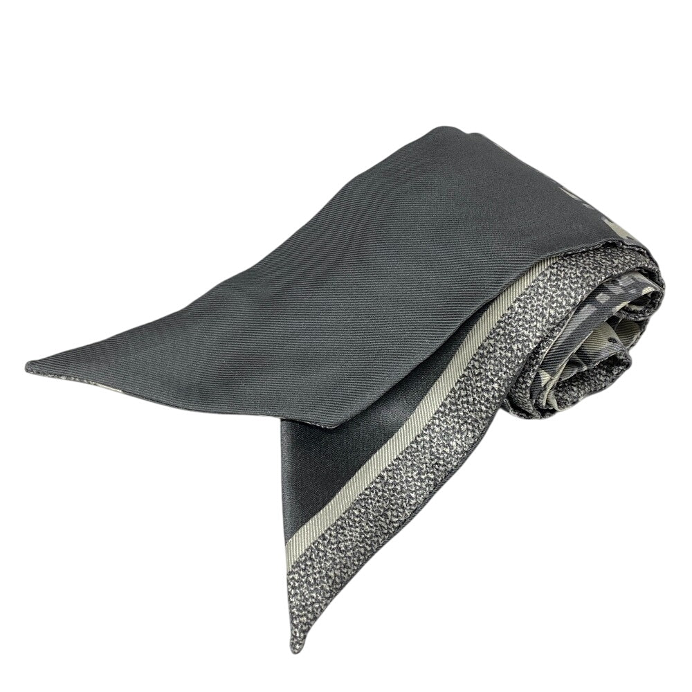 Dior scarf silk gray Oblique Mitza Women Used Authentic