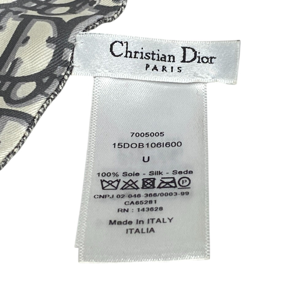 Dior scarf silk gray Oblique Mitza Women Used Authentic