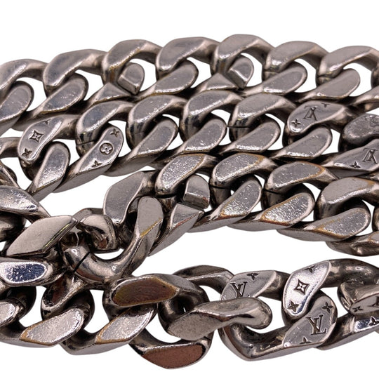LOUIS VUITTON Necklace M69987 metal Silver Collier LVChain Links mens Used Authentic