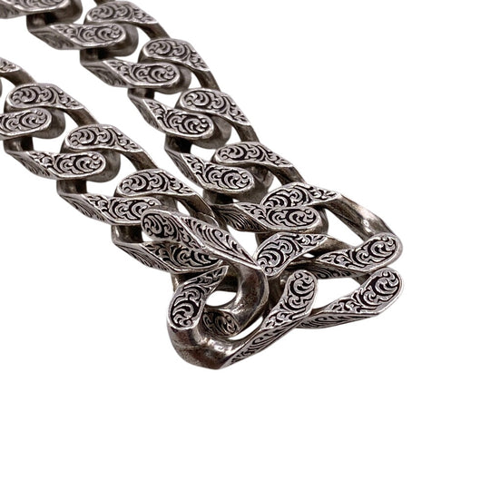 GUCCI bracelet Silver925 Silver Arabesque Interlocking G mens Used Authentic