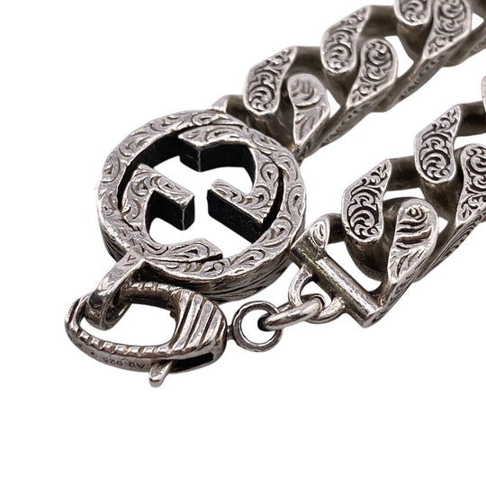 GUCCI bracelet Silver925 Silver Arabesque Interlocking G mens Used Authentic