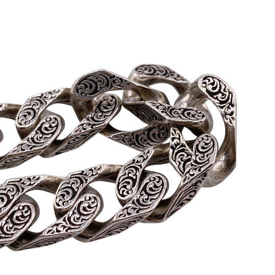 GUCCI bracelet Silver925 Silver Arabesque Interlocking G mens Used Authentic