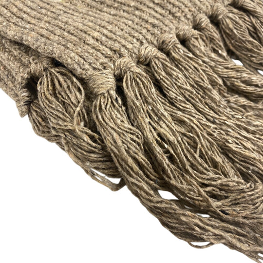 LOEWE Scarf Rayon, Wool beige Anagram Embroidery Suna Fujita collaboration fringe(Unisex) Used Authentic
