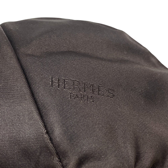 HERMES cap Calfskin Brown Logo embroidery mens Used Authentic