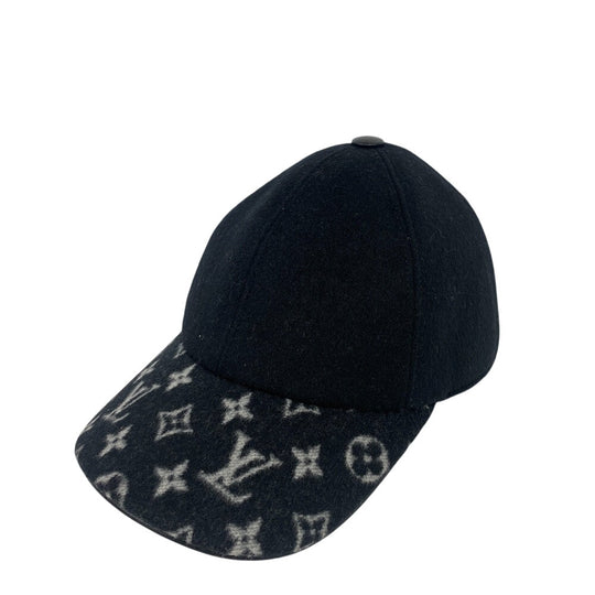 LOUIS VUITTON cap M7003M wool black 1 Monogram Endless Women Used Authentic