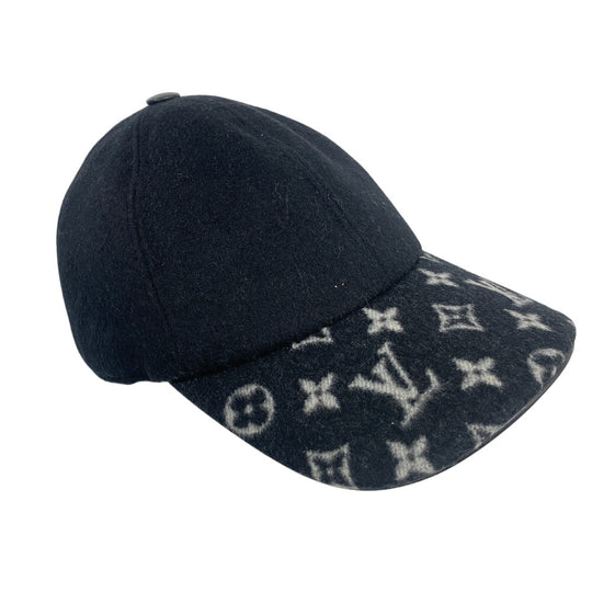 LOUIS VUITTON cap M7003M wool black 1 Monogram Endless Women Used Authentic