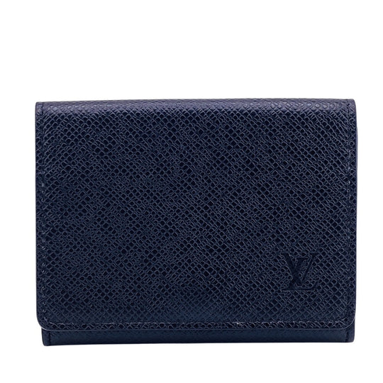 LOUIS VUITTON Card Case M64595 Taiga black Taiga Unvelop Cult Do Visit NM mens(Unisex) Used Authentic
