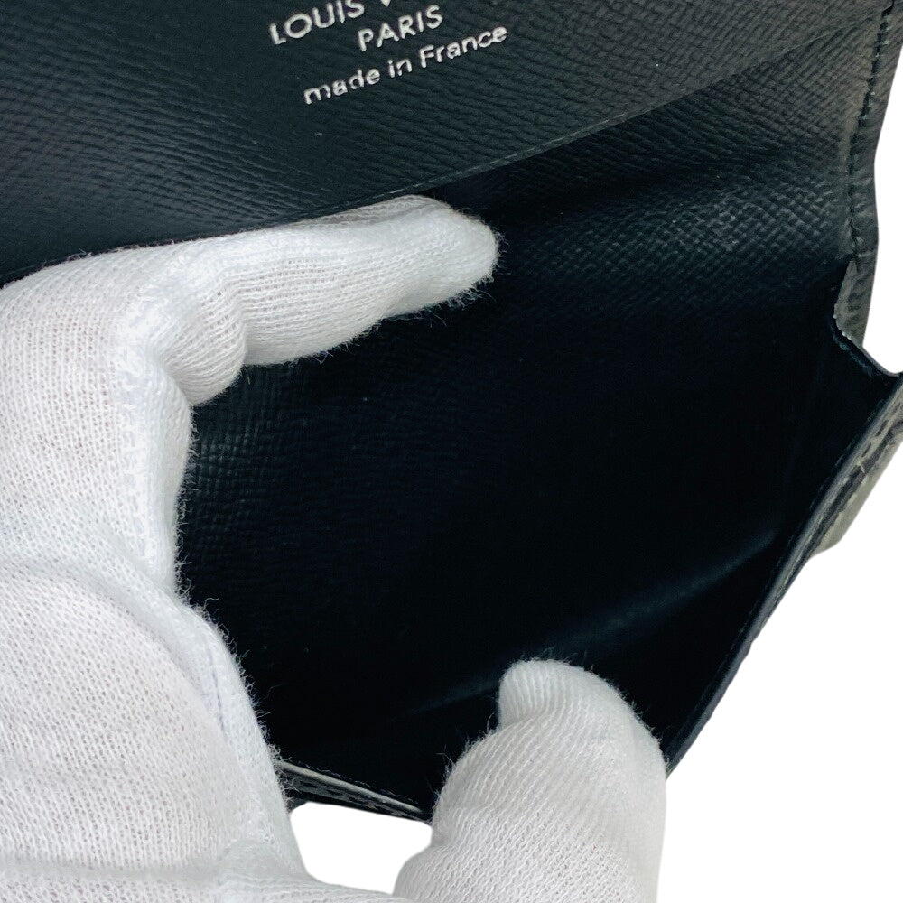 LOUIS VUITTON Card Case M64595 Taiga black Taiga Unvelop Cult Do Visit NM mens(Unisex) Used Authentic