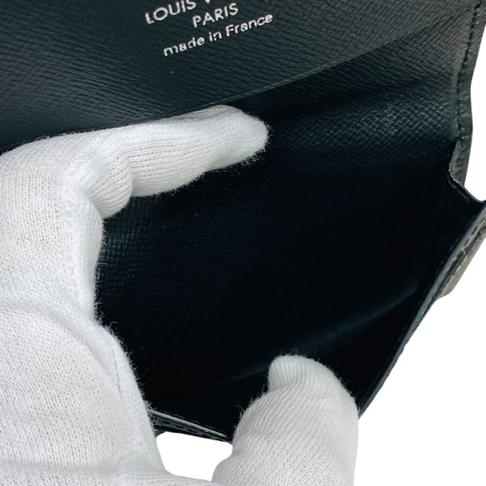 LOUIS VUITTON Card Case M64595 Taiga black Taiga Unvelop Cult Do Visit NM mens(Unisex) Used Authentic