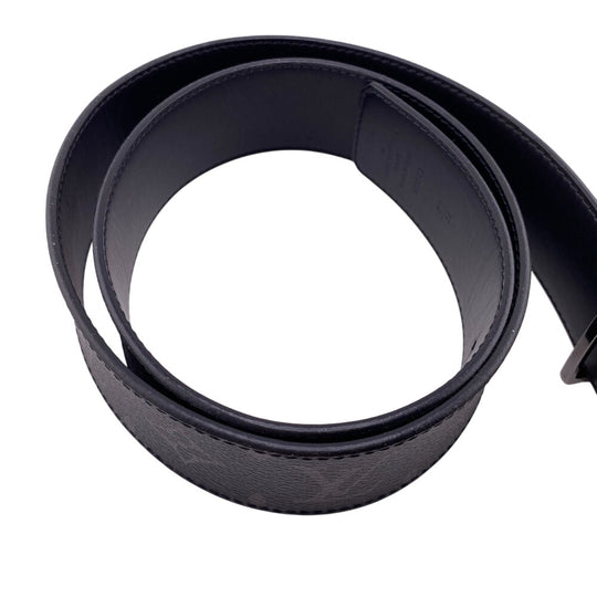 LOUIS VUITTON belt M9043 leather black Saintur Monogram Eclipse LV initials mens 80/32 Used Authentic