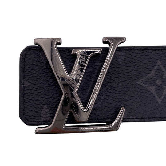 LOUIS VUITTON belt M9043 leather black Saintur Monogram Eclipse LV initials mens 80/32 Used Authentic