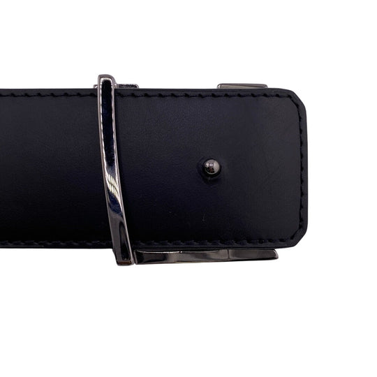LOUIS VUITTON belt M9043 leather black Saintur Monogram Eclipse LV initials mens 80/32 Used Authentic