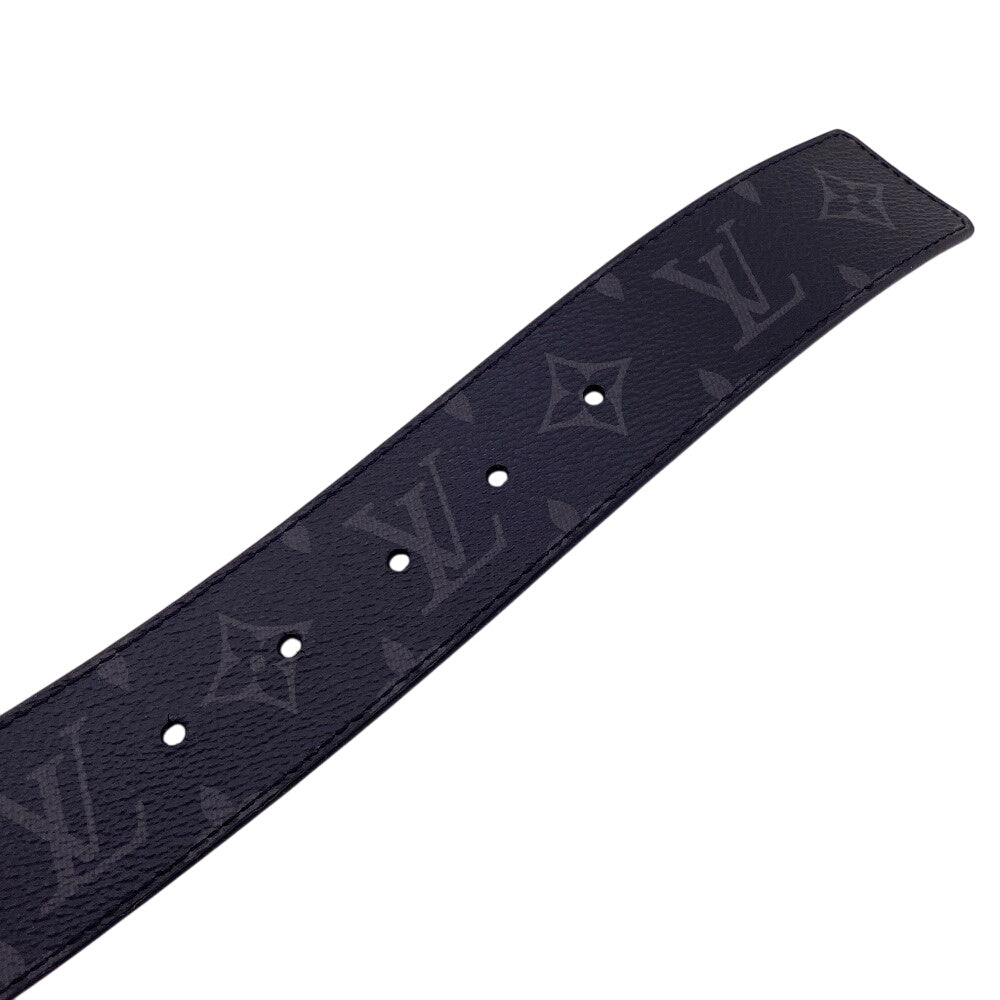LOUIS VUITTON belt M9043 leather black Saintur Monogram Eclipse LV initials mens 80/32 Used Authentic