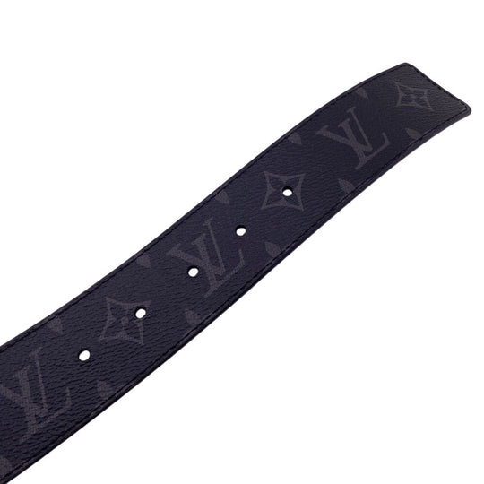 LOUIS VUITTON belt M9043 leather black Saintur Monogram Eclipse LV initials mens 80/32 Used Authentic