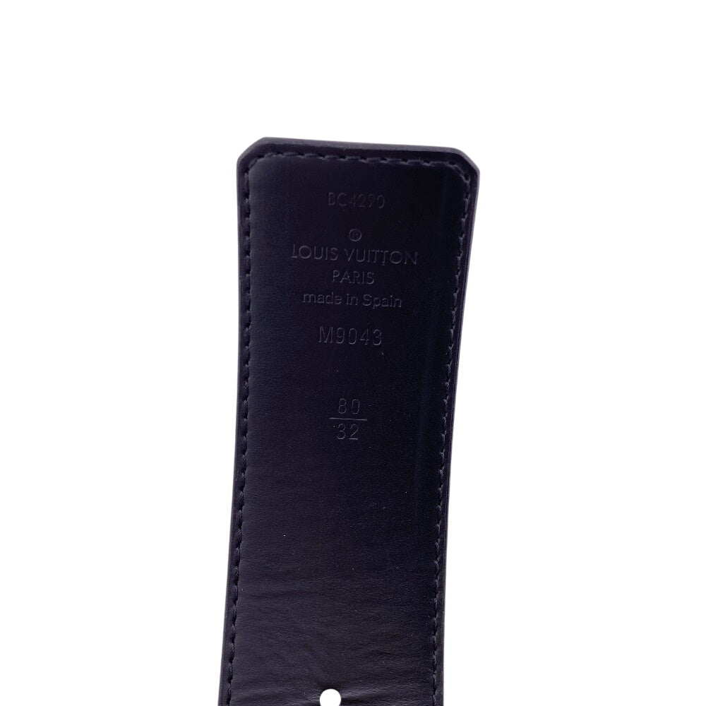 LOUIS VUITTON belt M9043 leather black Saintur Monogram Eclipse LV initials mens 80/32 Used Authentic