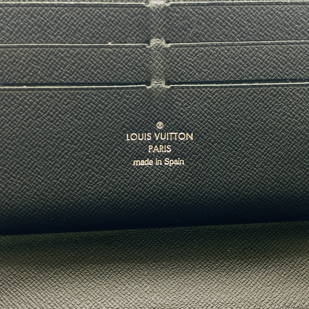 LOUIS VUITTON Long Wallet Purse M30056 leather black Taiga Zippy Organizer mens(Unisex) Used Authentic