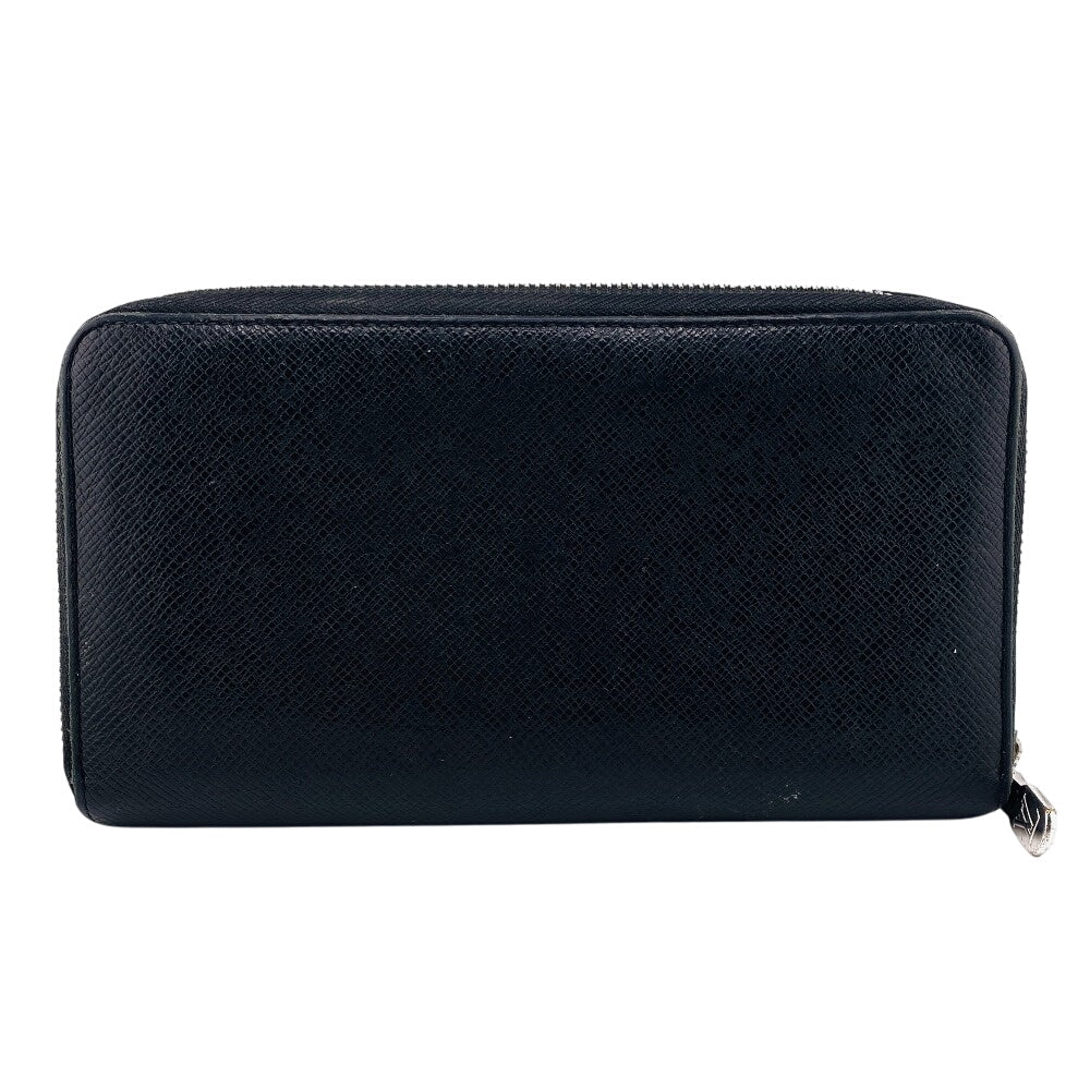 LOUIS VUITTON Long Wallet Purse M30056 leather black Taiga Zippy Organizer mens(Unisex) Used Authentic