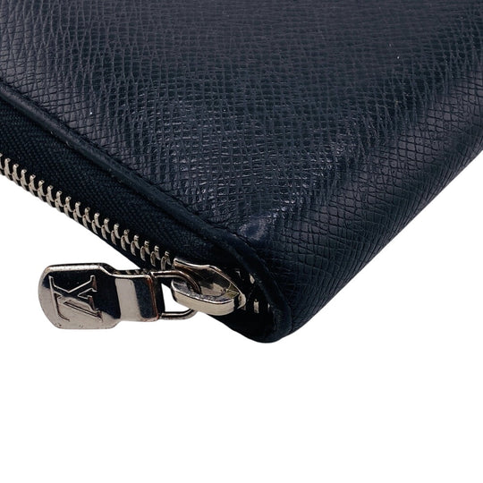LOUIS VUITTON Long Wallet Purse M30056 leather black Taiga Zippy Organizer mens(Unisex) Used Authentic