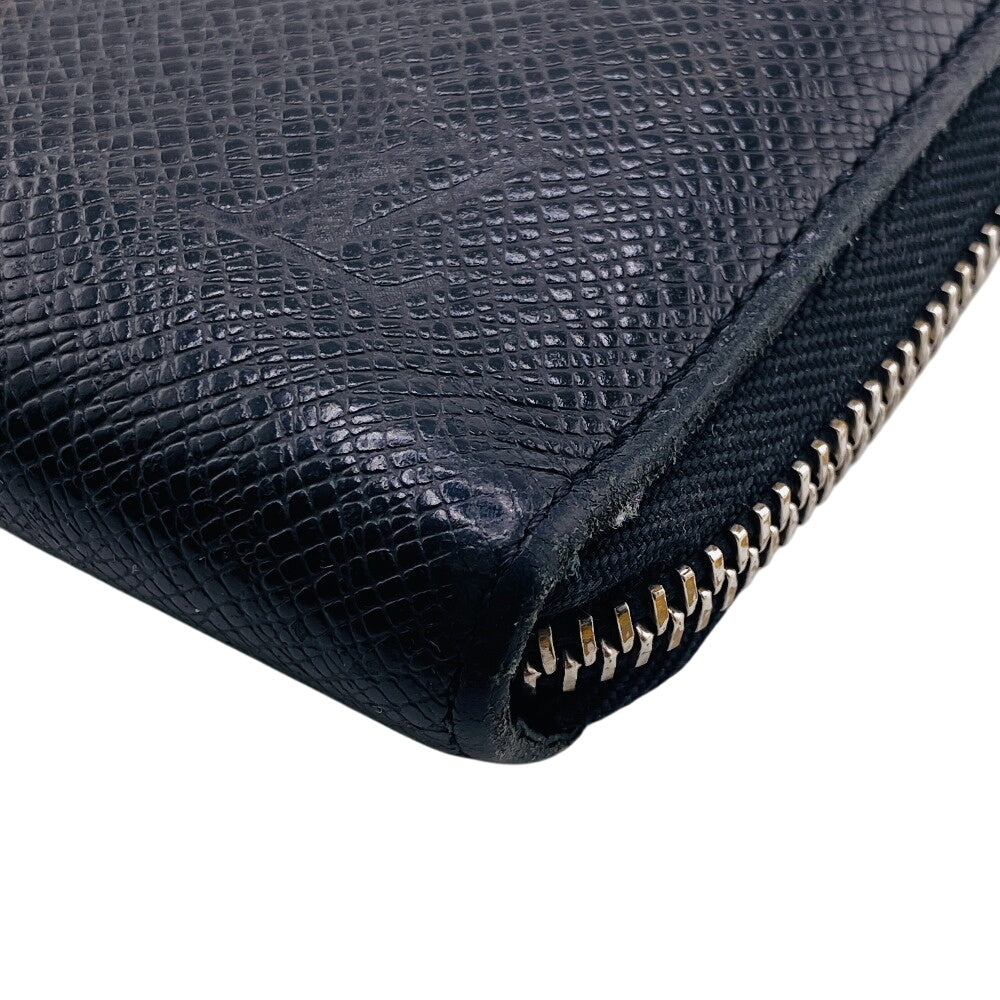 LOUIS VUITTON Long Wallet Purse M30056 leather black Taiga Zippy Organizer mens(Unisex) Used Authentic