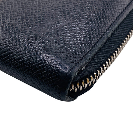 LOUIS VUITTON Long Wallet Purse M30056 leather black Taiga Zippy Organizer mens(Unisex) Used Authentic