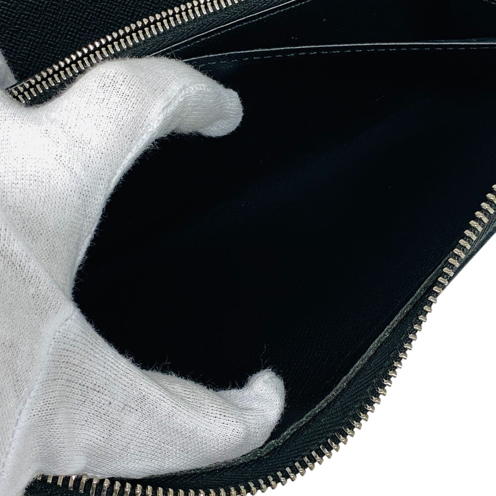 LOUIS VUITTON Long Wallet Purse M30056 leather black Taiga Zippy Organizer mens(Unisex) Used Authentic