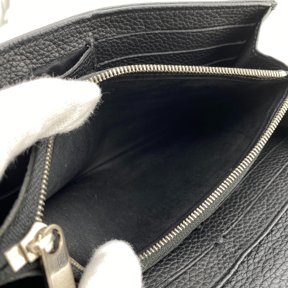 LOUIS VUITTON Long Wallet Purse M60143 leather black Portefeuille Mahina Iris Women Used Authentic