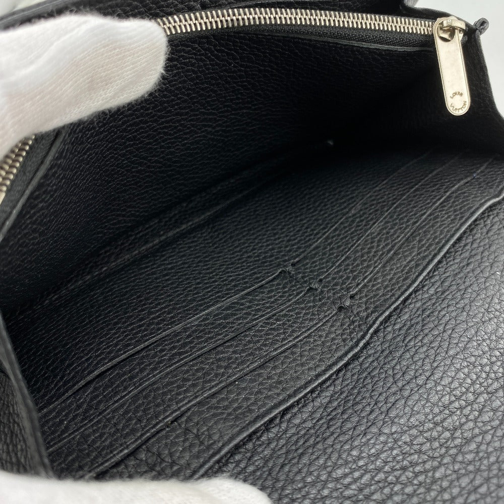 LOUIS VUITTON Long Wallet Purse M60143 leather black Portefeuille Mahina Iris Women Used Authentic