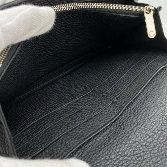 LOUIS VUITTON Long Wallet Purse M60143 leather black Portefeuille Mahina Iris Women Used Authentic