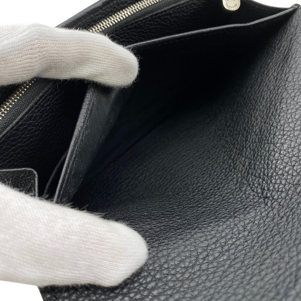 LOUIS VUITTON Long Wallet Purse M60143 leather black Portefeuille Mahina Iris Women Used Authentic