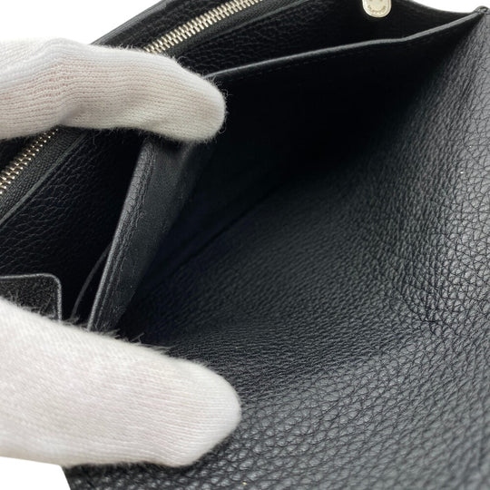LOUIS VUITTON Long Wallet Purse M60143 leather black Portefeuille Mahina Iris Women Used Authentic