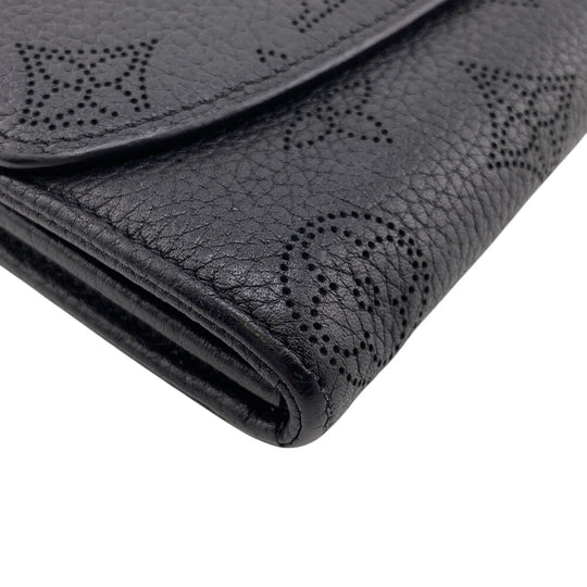 LOUIS VUITTON Long Wallet Purse M60143 leather black Portefeuille Mahina Iris Women Used Authentic