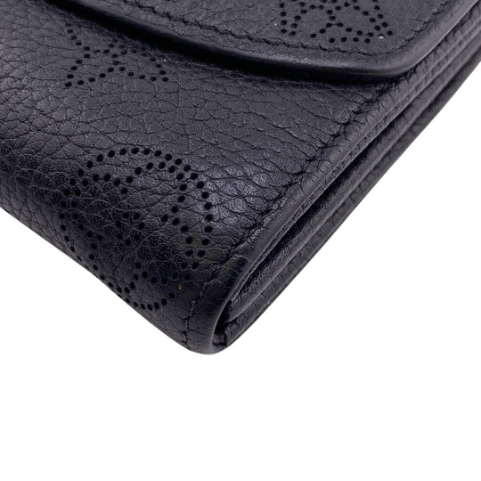 LOUIS VUITTON Long Wallet Purse M60143 leather black Portefeuille Mahina Iris Women Used Authentic
