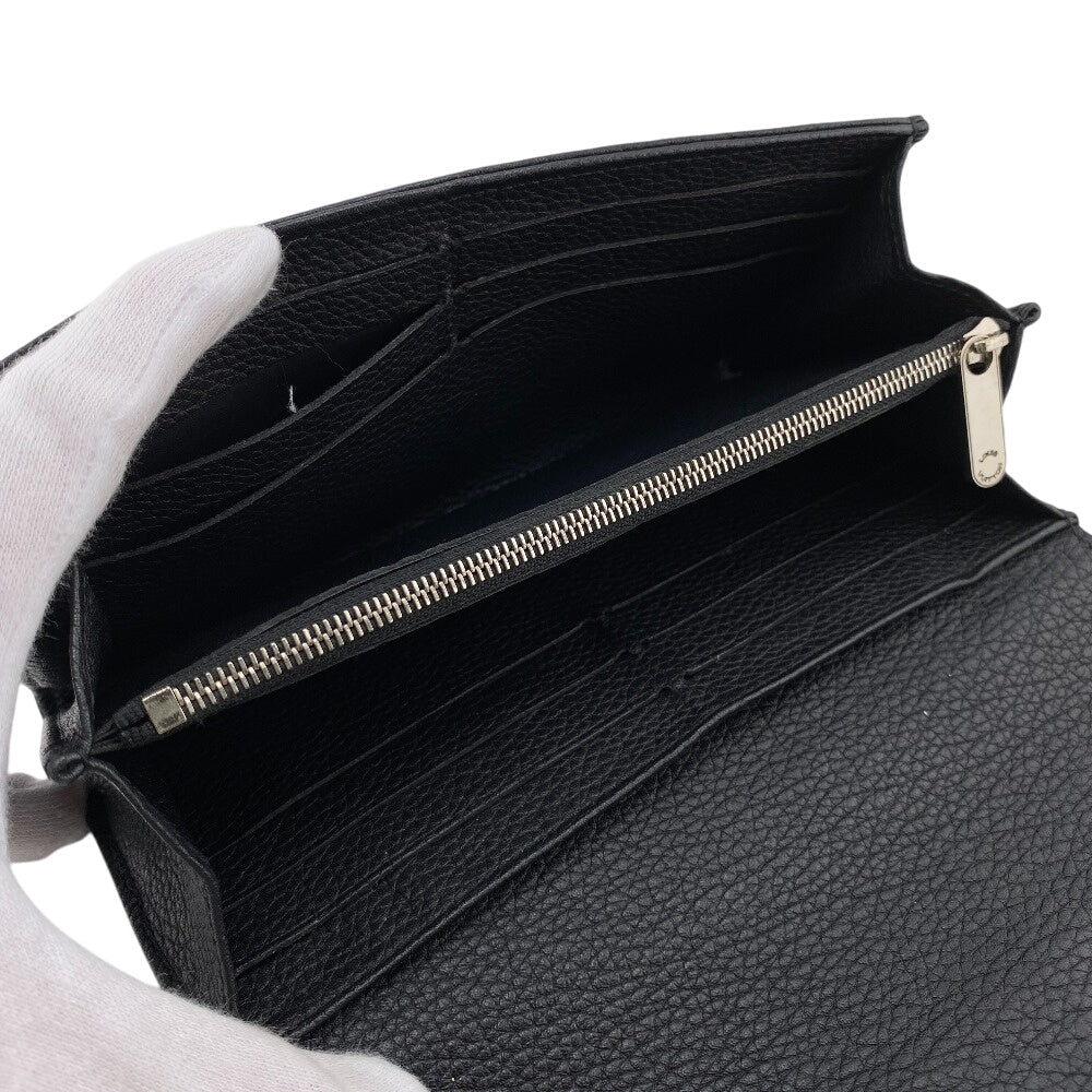 LOUIS VUITTON Long Wallet Purse M60143 leather black Portefeuille Mahina Iris Women Used Authentic