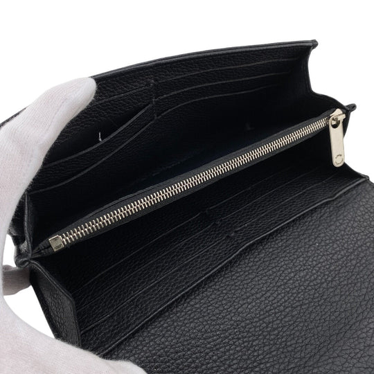 LOUIS VUITTON Long Wallet Purse M60143 leather black Portefeuille Mahina Iris Women Used Authentic