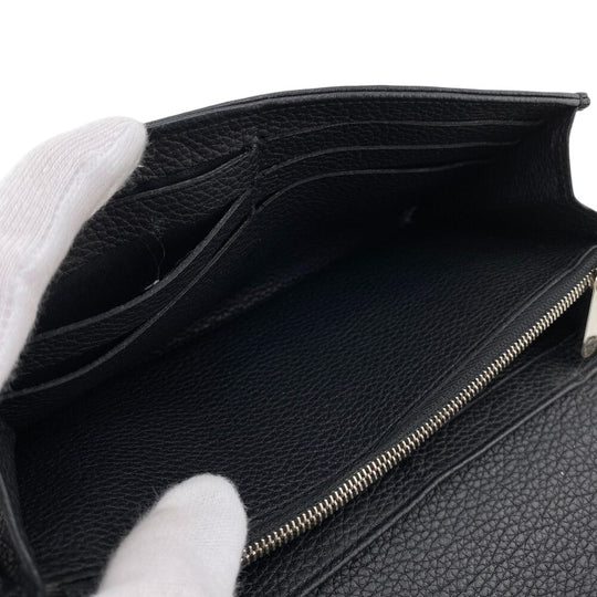 LOUIS VUITTON Long Wallet Purse M60143 leather black Portefeuille Mahina Iris Women Used Authentic