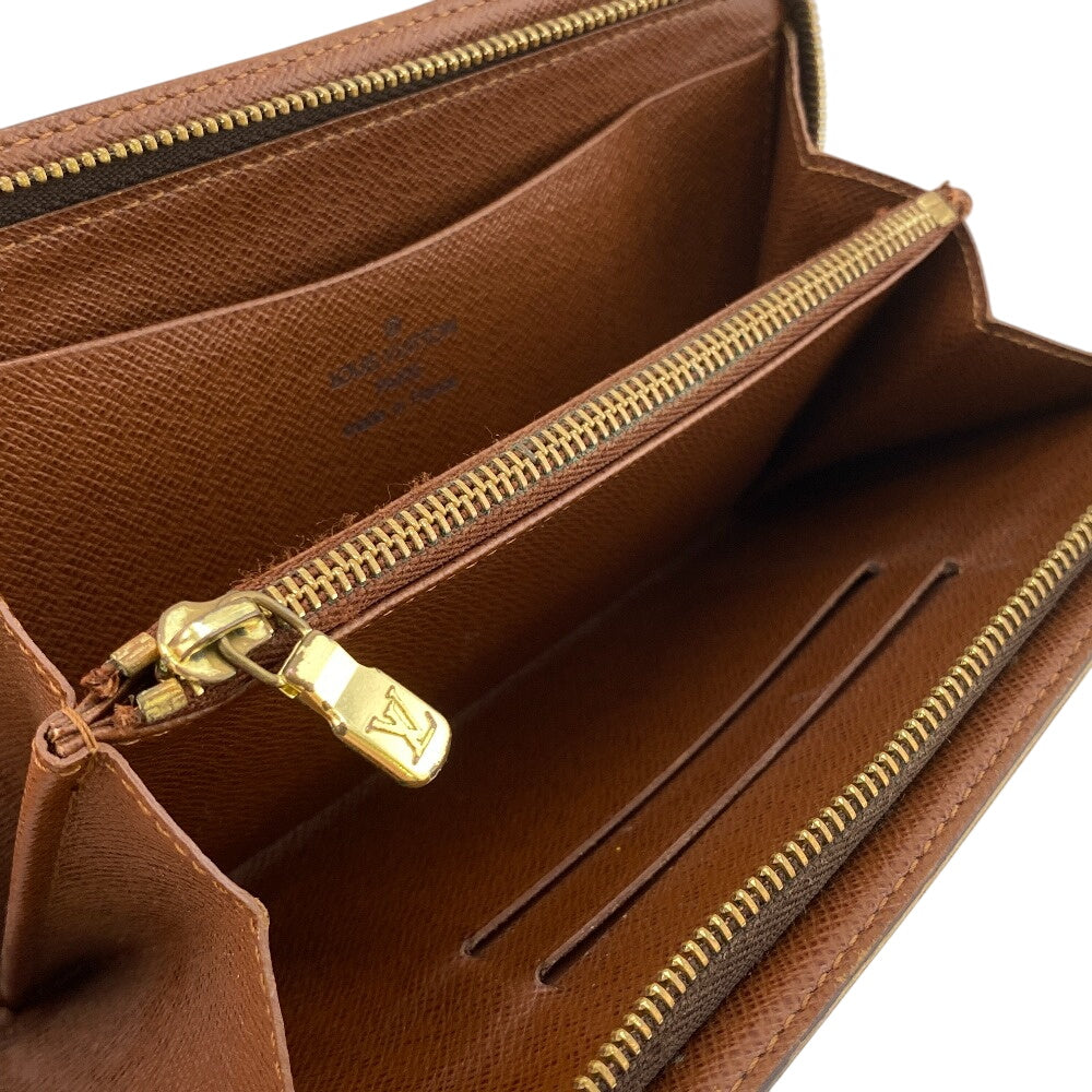 LOUIS VUITTON Long Wallet Purse M61727 leather Brown Monogram Porto Monezup(Unisex) Used Authentic