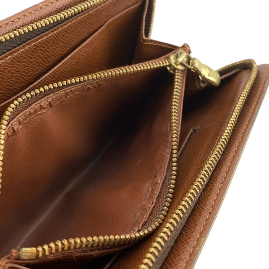 LOUIS VUITTON Long Wallet Purse M61727 leather Brown Monogram Porto Monezup(Unisex) Used Authentic