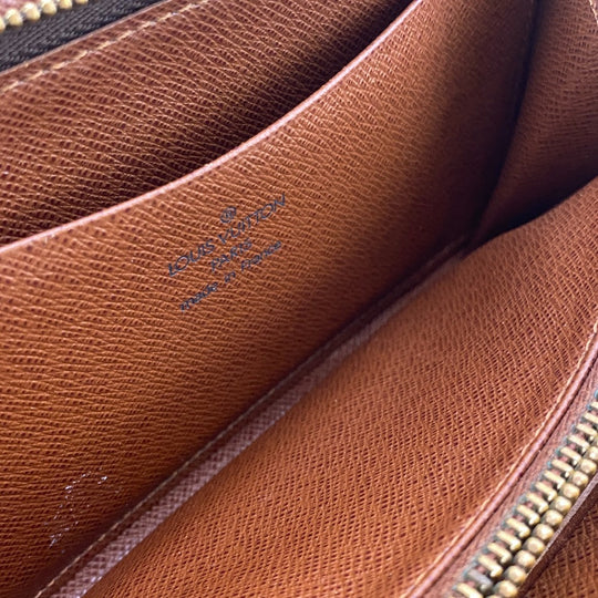 LOUIS VUITTON Long Wallet Purse M61727 leather Brown Monogram Porto Monezup(Unisex) Used Authentic
