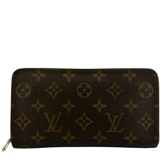 LOUIS VUITTON Long Wallet Purse M61727 leather Brown Monogram Porto Monezup(Unisex) Used Authentic