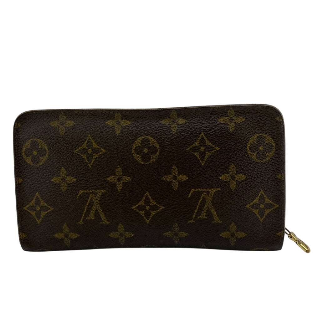 LOUIS VUITTON Long Wallet Purse M61727 leather Brown Monogram Porto Monezup(Unisex) Used Authentic